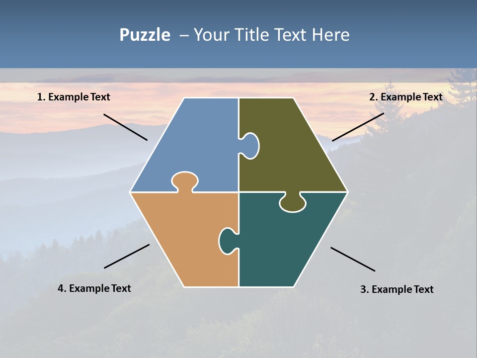 A Sunset Over A Mountain Range With Trees In The Foreground PowerPoint Template