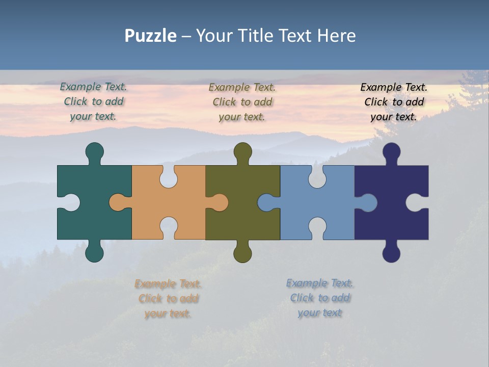 A Sunset Over A Mountain Range With Trees In The Foreground PowerPoint Template
