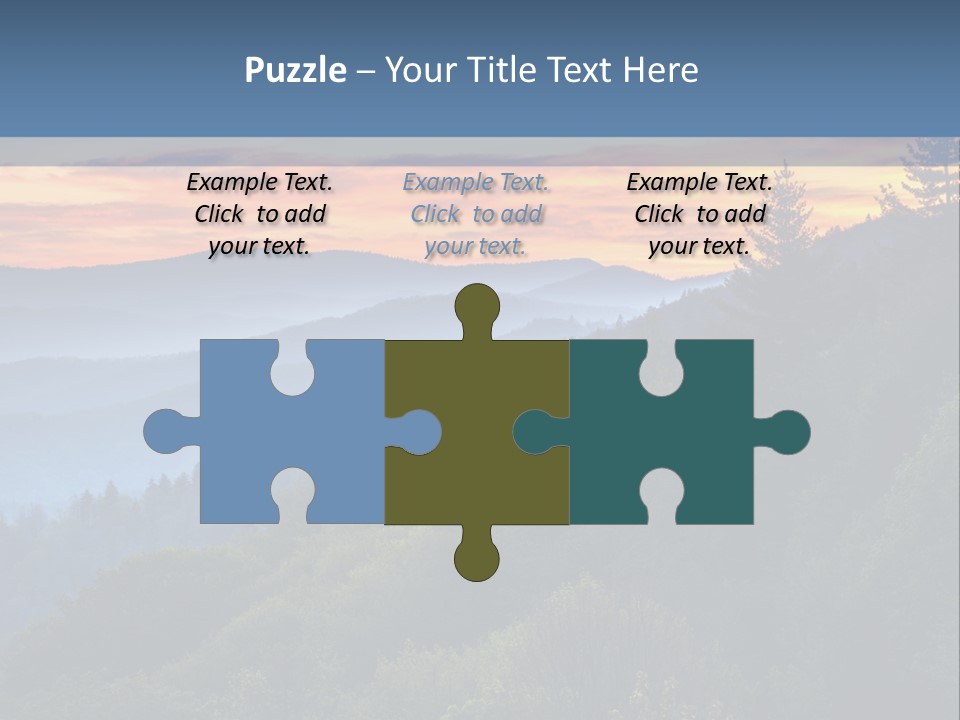 A Sunset Over A Mountain Range With Trees In The Foreground PowerPoint Template