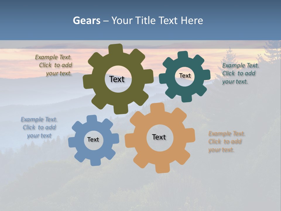 A Sunset Over A Mountain Range With Trees In The Foreground PowerPoint Template