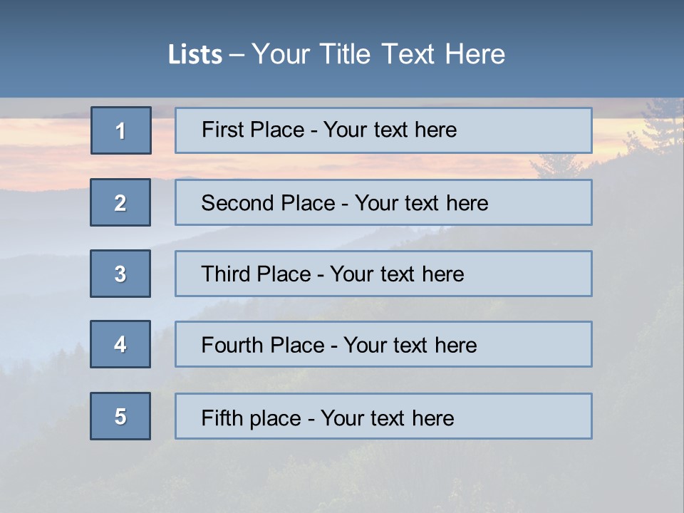 A Sunset Over A Mountain Range With Trees In The Foreground PowerPoint Template