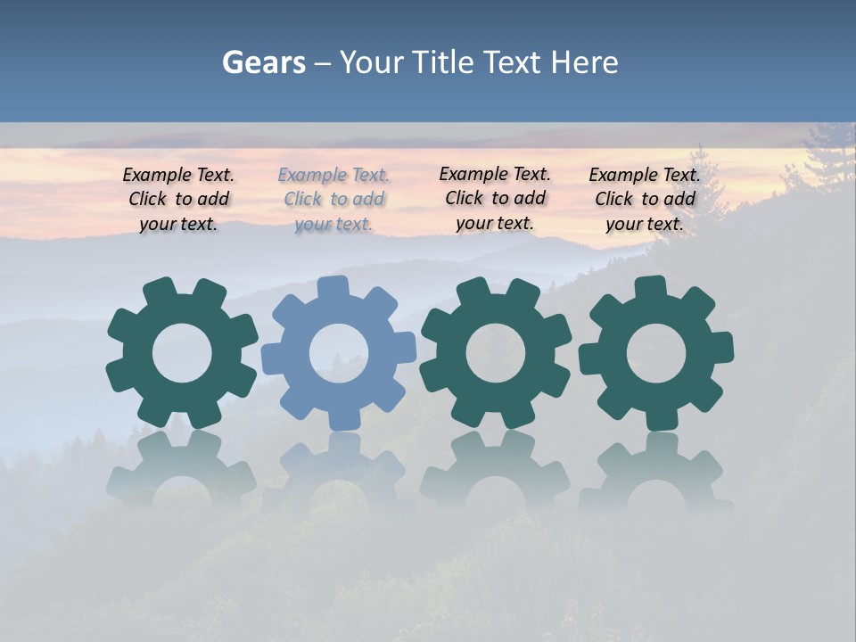 A Sunset Over A Mountain Range With Trees In The Foreground PowerPoint Template