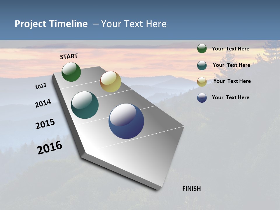 A Sunset Over A Mountain Range With Trees In The Foreground PowerPoint Template