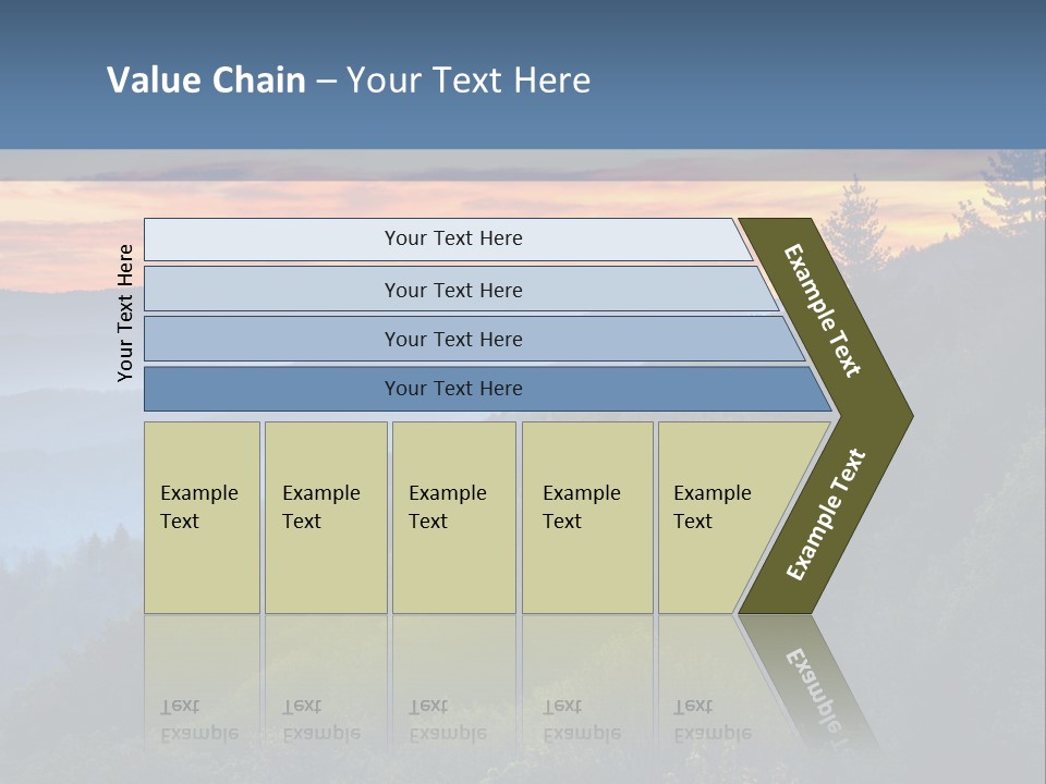 A Sunset Over A Mountain Range With Trees In The Foreground PowerPoint Template