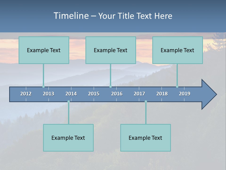 A Sunset Over A Mountain Range With Trees In The Foreground PowerPoint Template