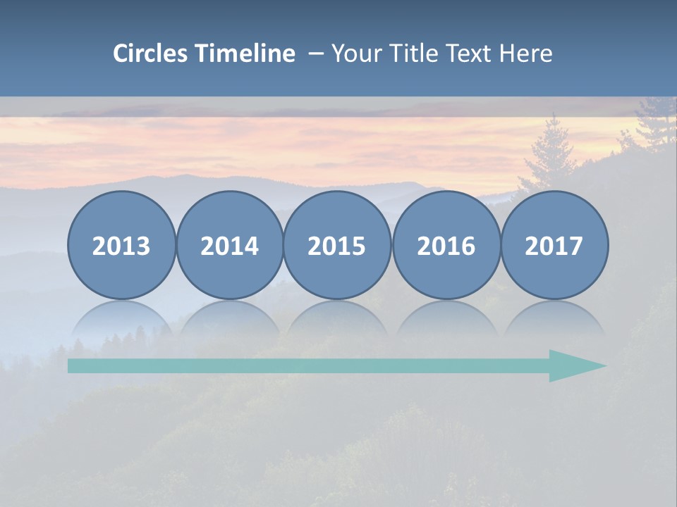 A Sunset Over A Mountain Range With Trees In The Foreground PowerPoint Template