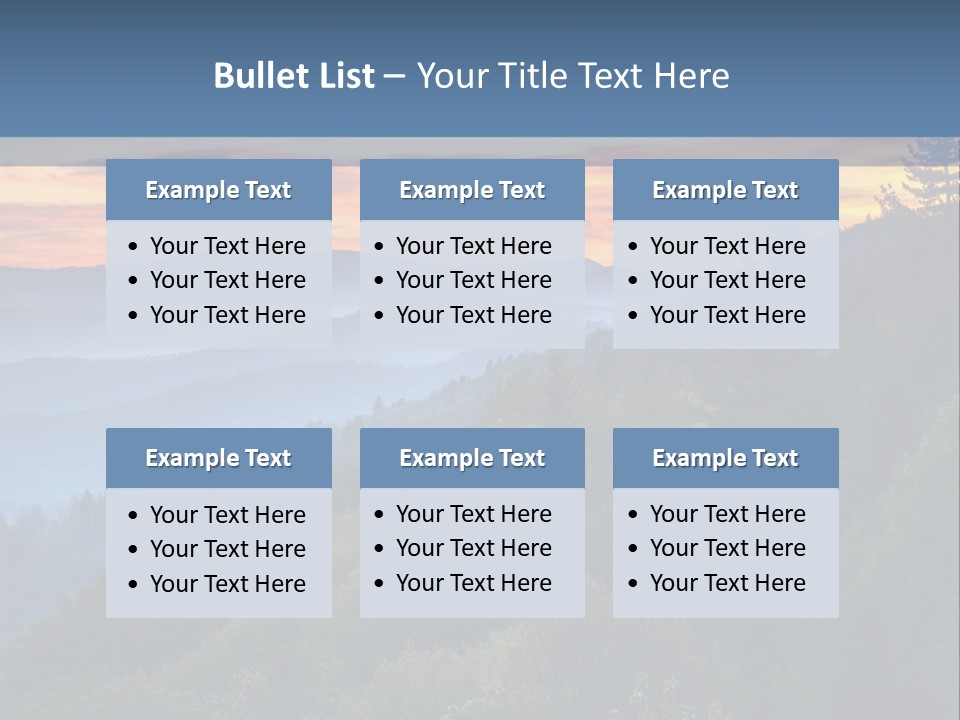 A Sunset Over A Mountain Range With Trees In The Foreground PowerPoint Template