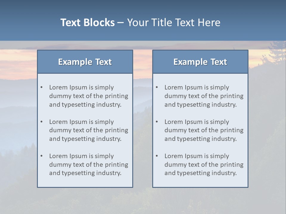 A Sunset Over A Mountain Range With Trees In The Foreground PowerPoint Template