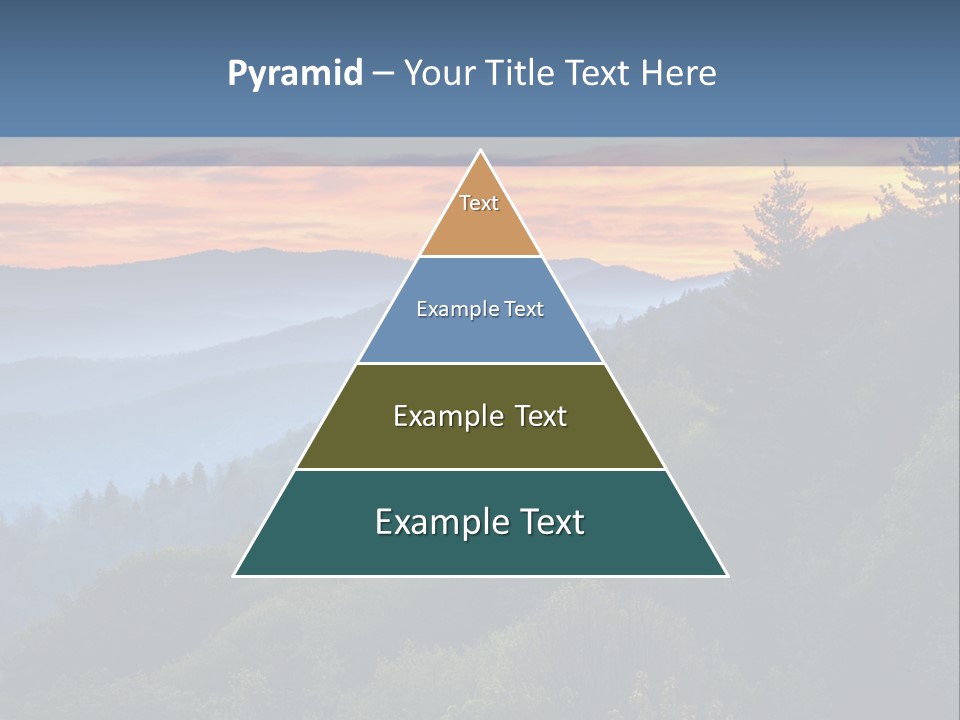 A Sunset Over A Mountain Range With Trees In The Foreground PowerPoint Template