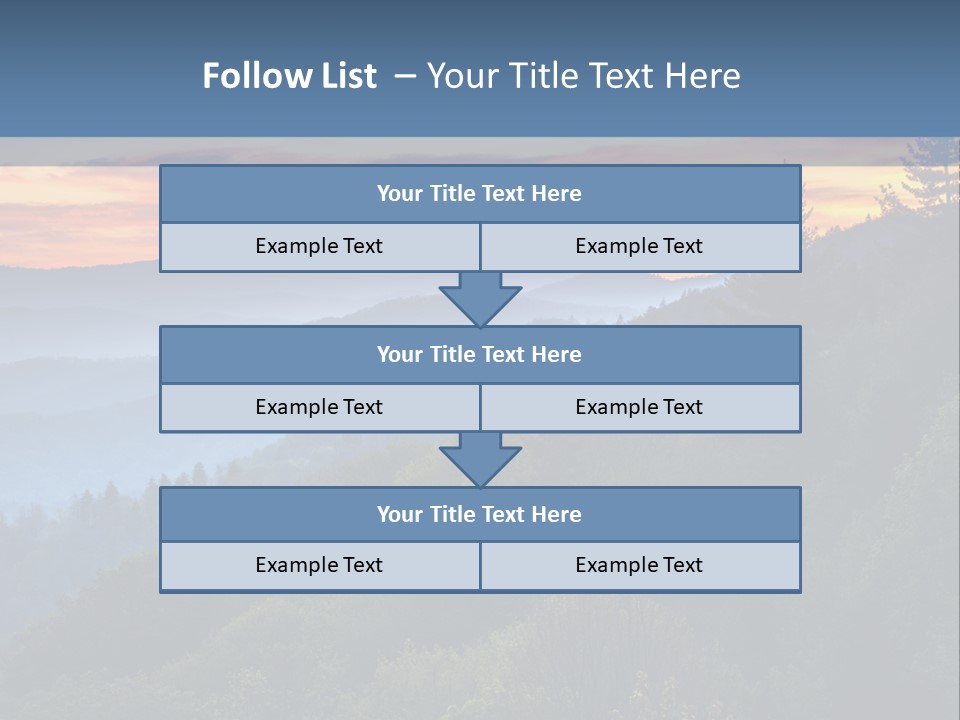 A Sunset Over A Mountain Range With Trees In The Foreground PowerPoint Template