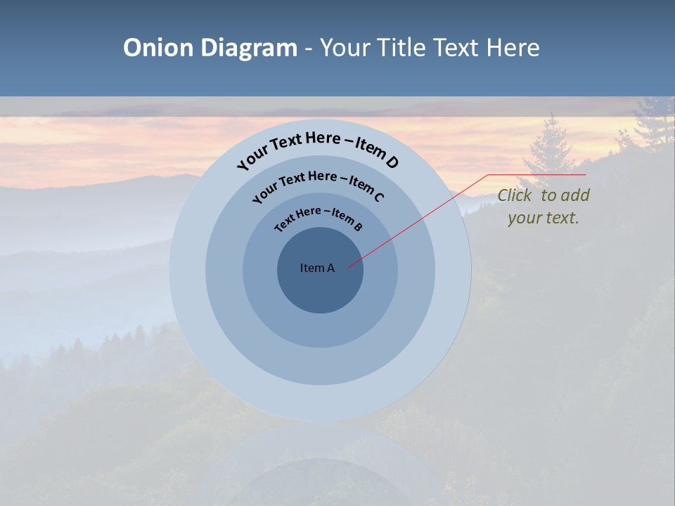 A Sunset Over A Mountain Range With Trees In The Foreground PowerPoint Template