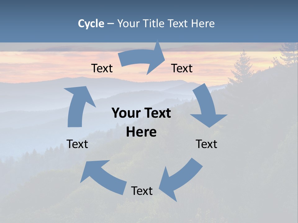 A Sunset Over A Mountain Range With Trees In The Foreground PowerPoint Template