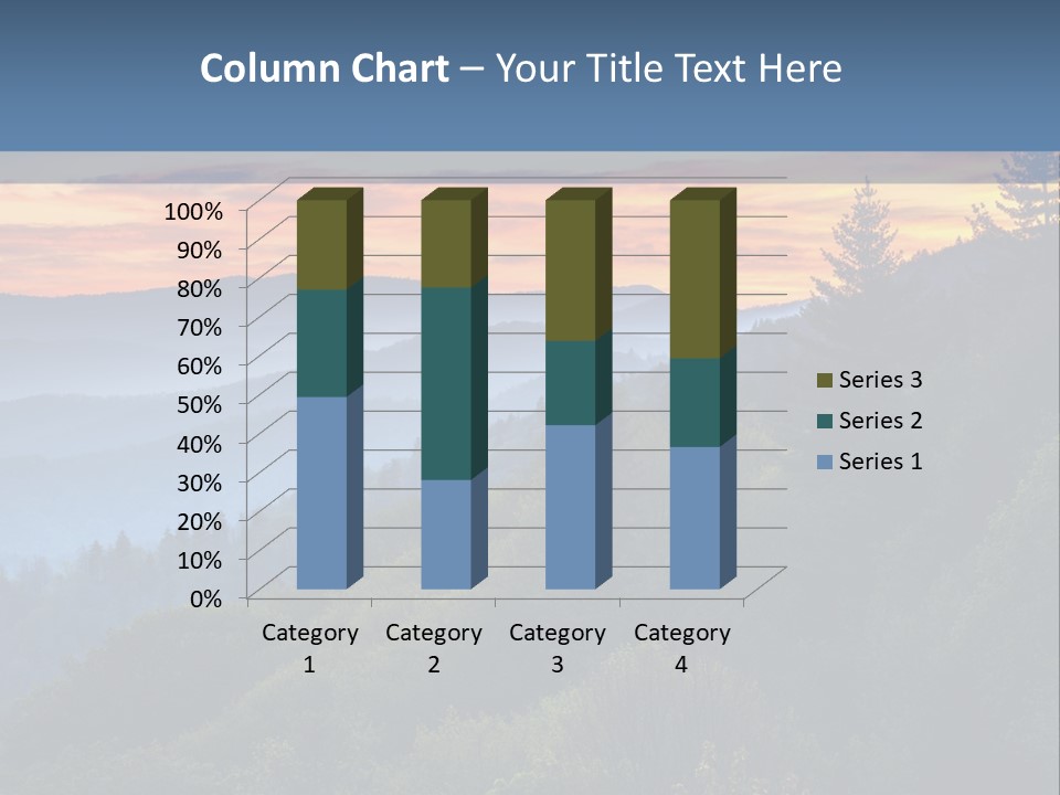 A Sunset Over A Mountain Range With Trees In The Foreground PowerPoint Template