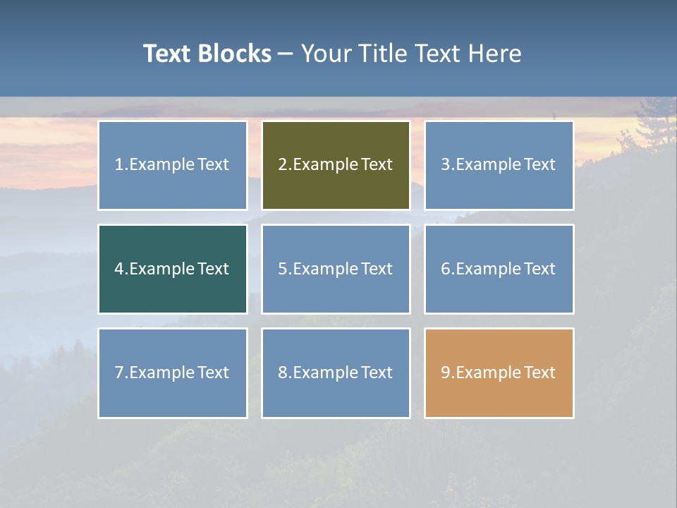 A Sunset Over A Mountain Range With Trees In The Foreground PowerPoint Template