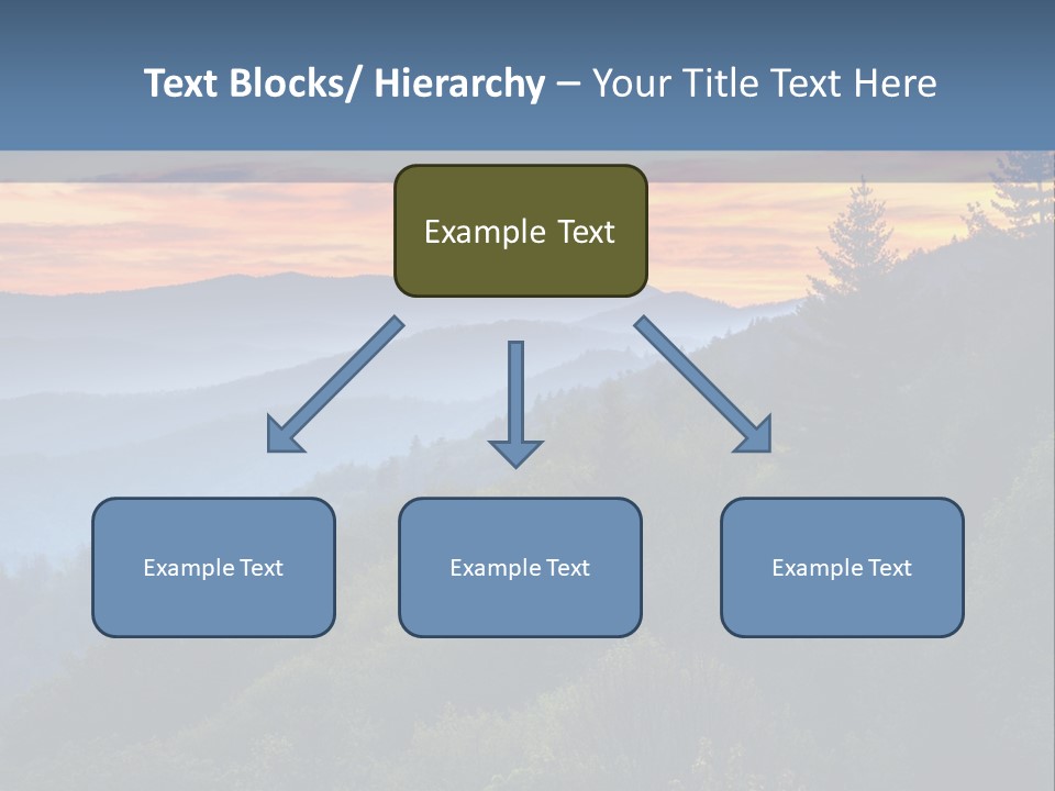 A Sunset Over A Mountain Range With Trees In The Foreground PowerPoint Template