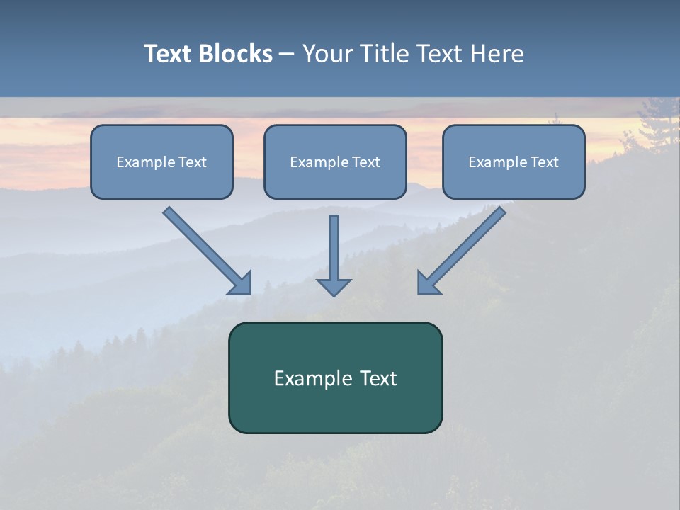 A Sunset Over A Mountain Range With Trees In The Foreground PowerPoint Template
