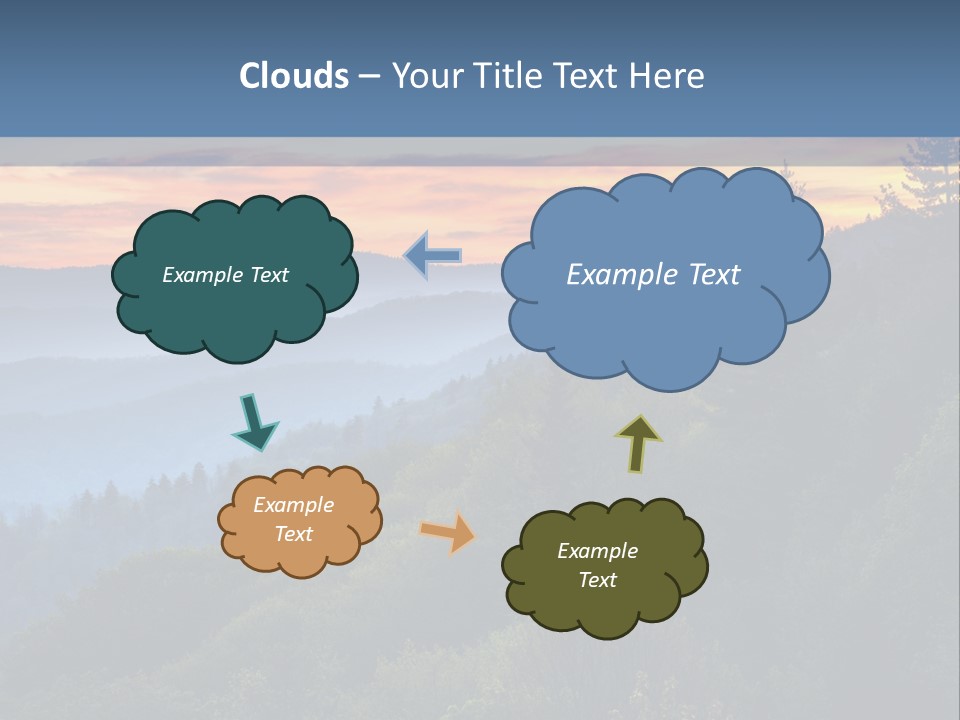 A Sunset Over A Mountain Range With Trees In The Foreground PowerPoint Template