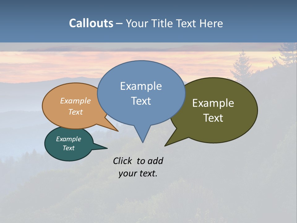 A Sunset Over A Mountain Range With Trees In The Foreground PowerPoint Template