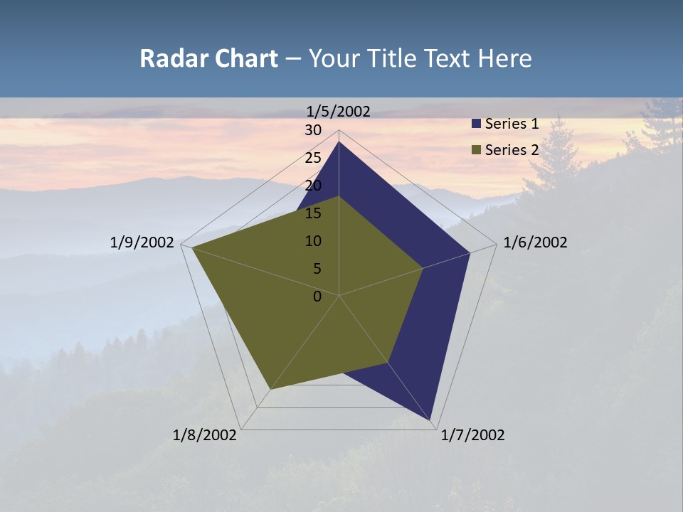 A Sunset Over A Mountain Range With Trees In The Foreground PowerPoint Template