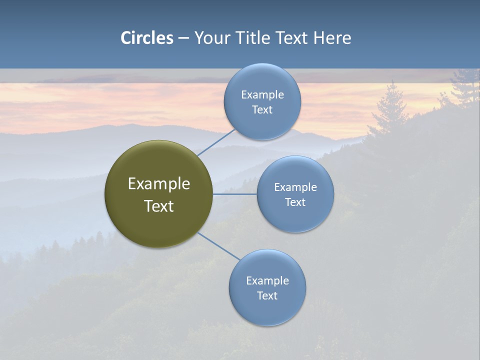 A Sunset Over A Mountain Range With Trees In The Foreground PowerPoint Template