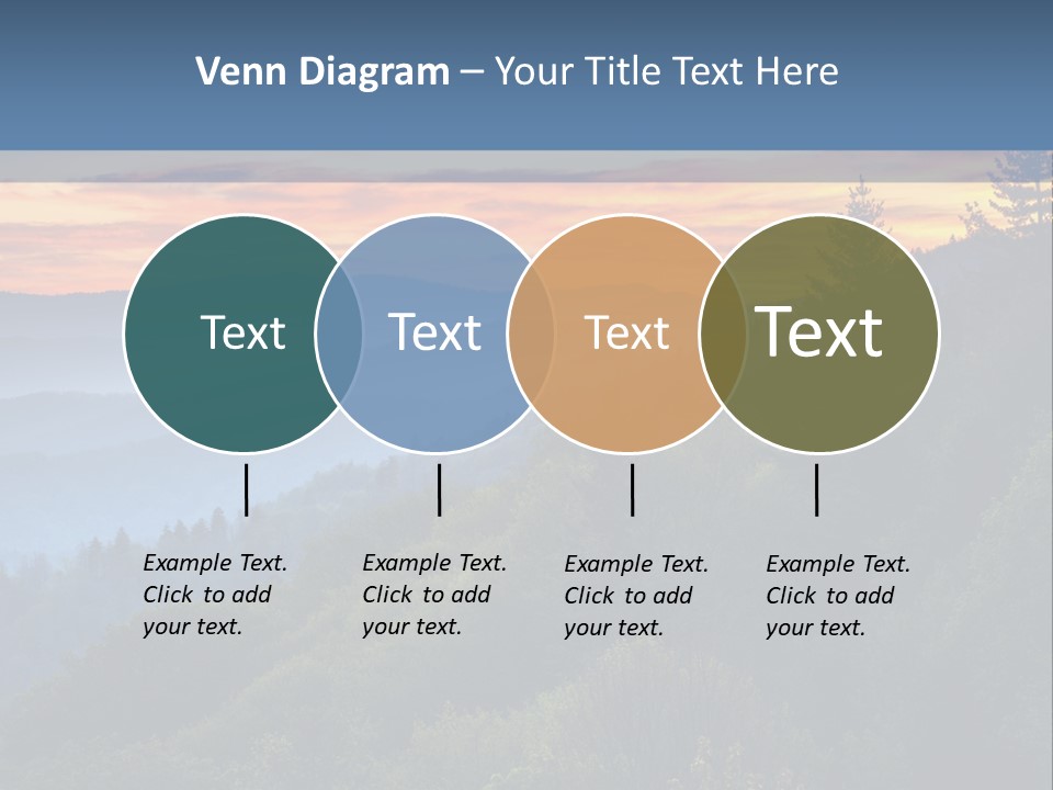 A Sunset Over A Mountain Range With Trees In The Foreground PowerPoint Template