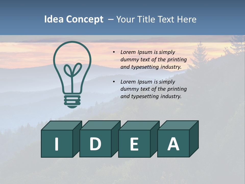 A Sunset Over A Mountain Range With Trees In The Foreground PowerPoint Template
