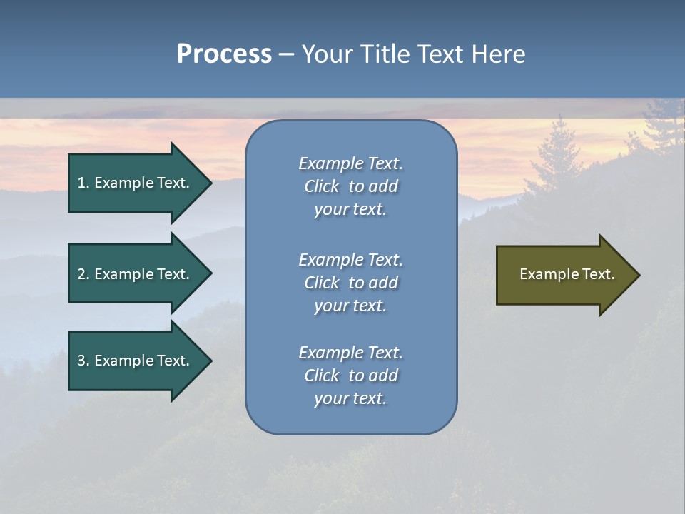 A Sunset Over A Mountain Range With Trees In The Foreground PowerPoint Template