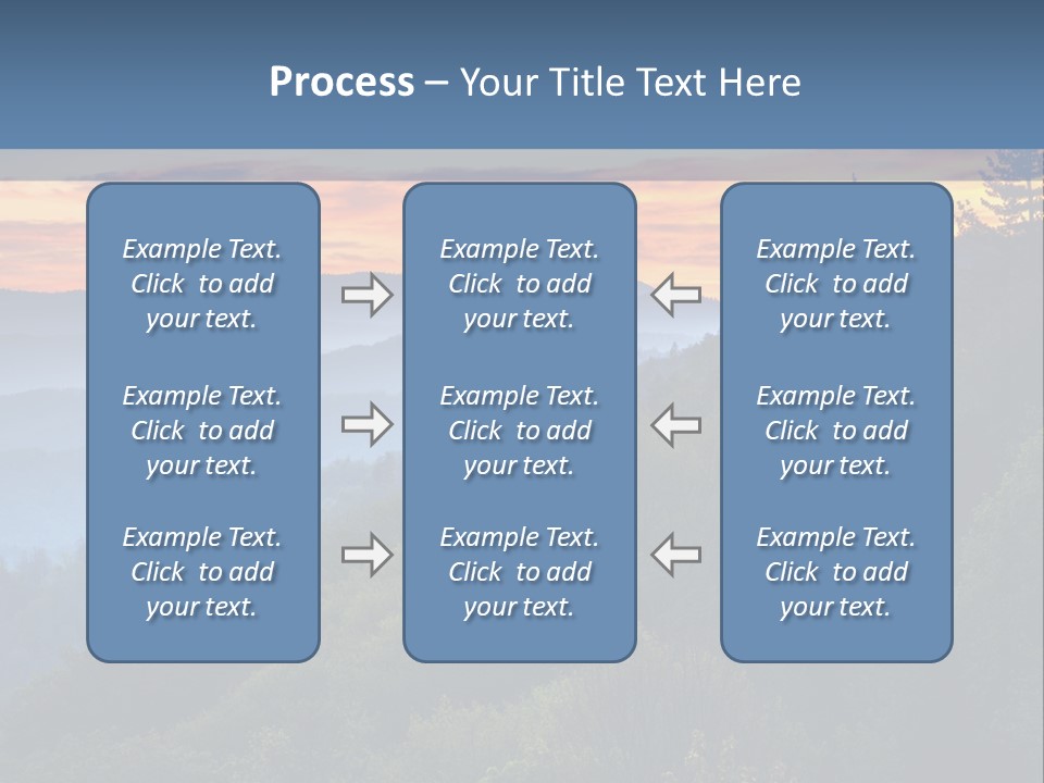 A Sunset Over A Mountain Range With Trees In The Foreground PowerPoint Template
