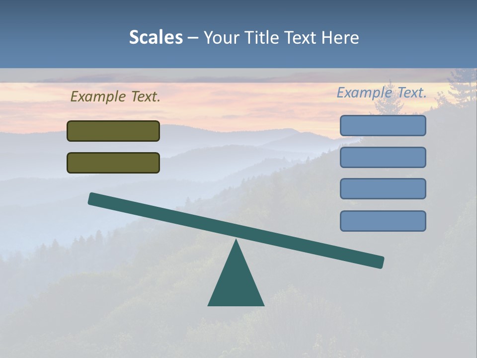 A Sunset Over A Mountain Range With Trees In The Foreground PowerPoint Template