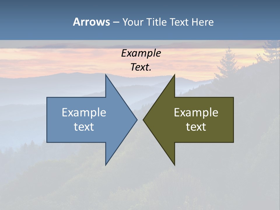 A Sunset Over A Mountain Range With Trees In The Foreground PowerPoint Template