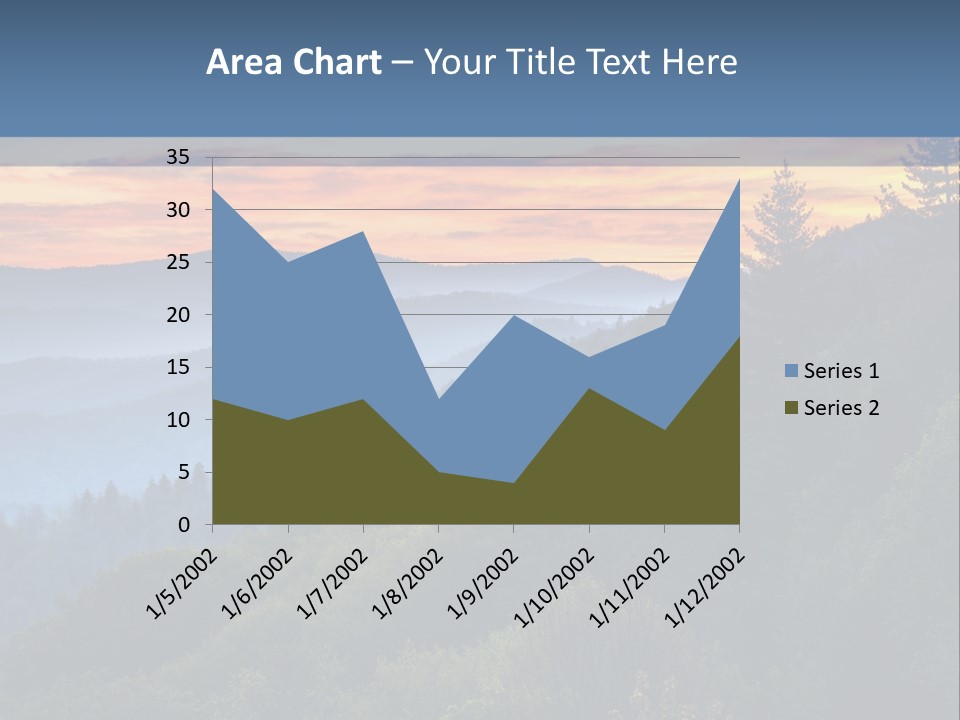 A Sunset Over A Mountain Range With Trees In The Foreground PowerPoint Template