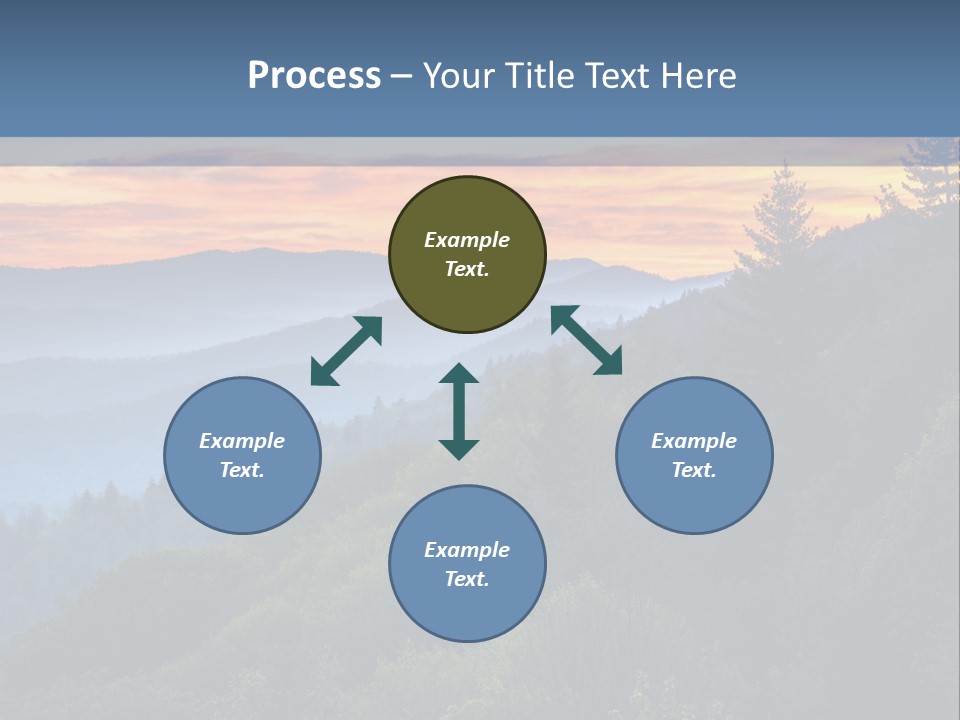 A Sunset Over A Mountain Range With Trees In The Foreground PowerPoint Template