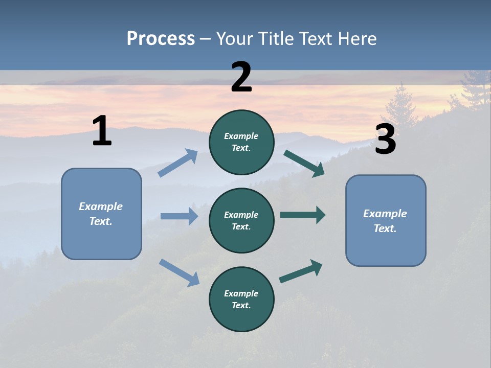 A Sunset Over A Mountain Range With Trees In The Foreground PowerPoint Template
