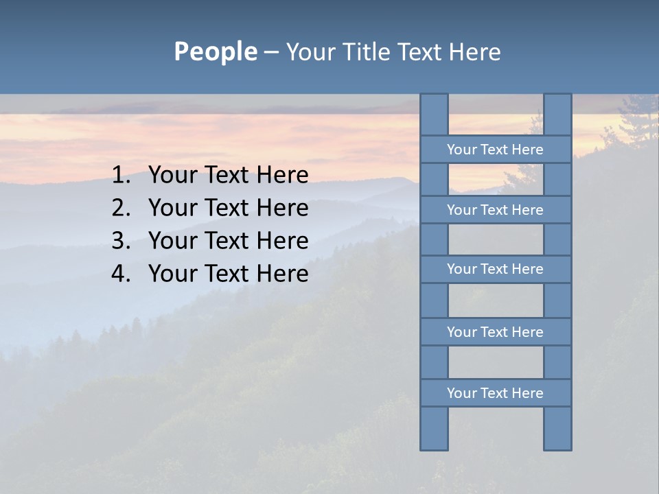 A Sunset Over A Mountain Range With Trees In The Foreground PowerPoint Template