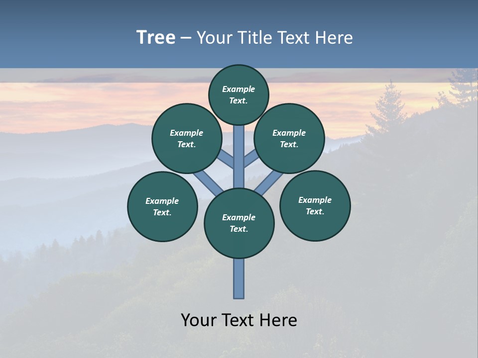 A Sunset Over A Mountain Range With Trees In The Foreground PowerPoint Template