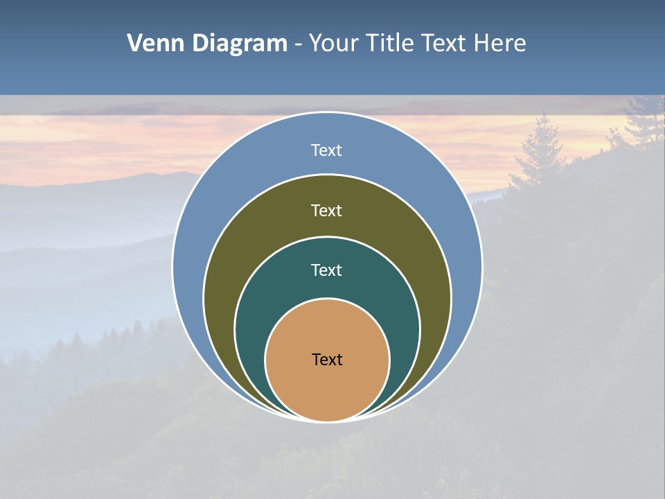 A Sunset Over A Mountain Range With Trees In The Foreground PowerPoint Template