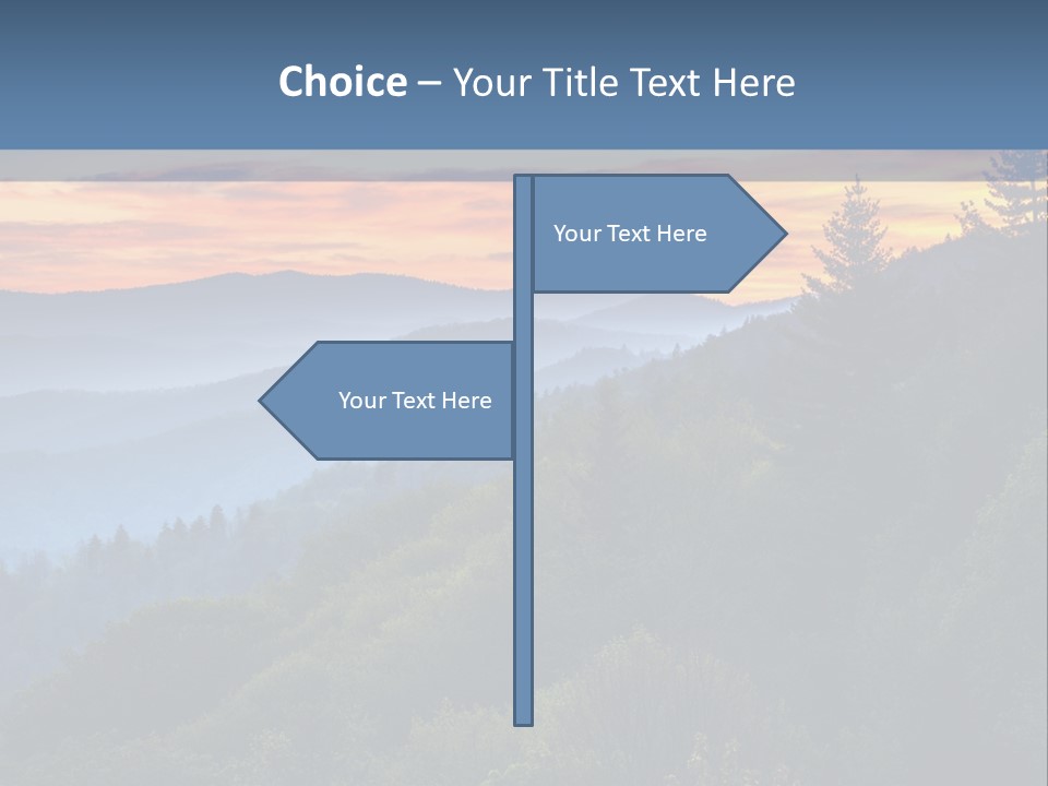A Sunset Over A Mountain Range With Trees In The Foreground PowerPoint Template