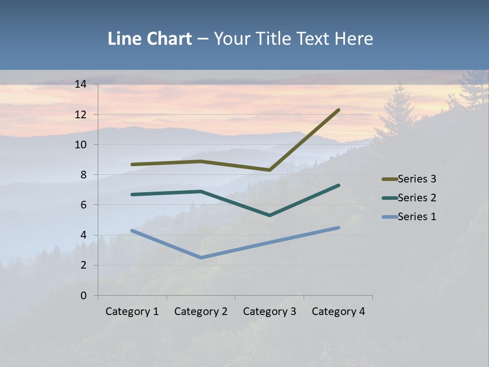 A Sunset Over A Mountain Range With Trees In The Foreground PowerPoint Template