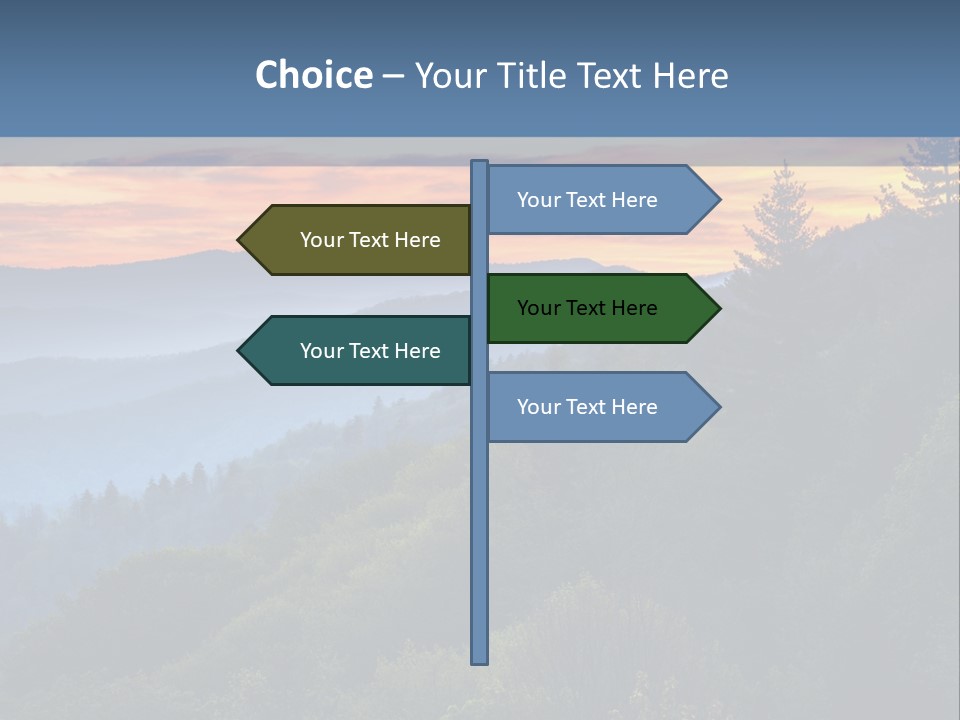 A Sunset Over A Mountain Range With Trees In The Foreground PowerPoint Template