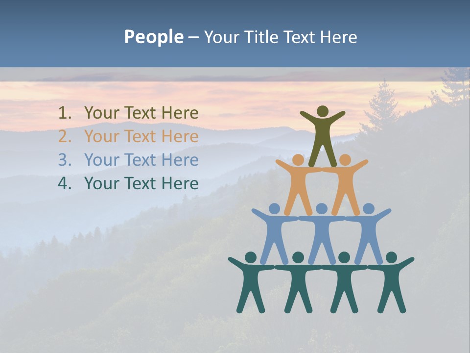 A Sunset Over A Mountain Range With Trees In The Foreground PowerPoint Template