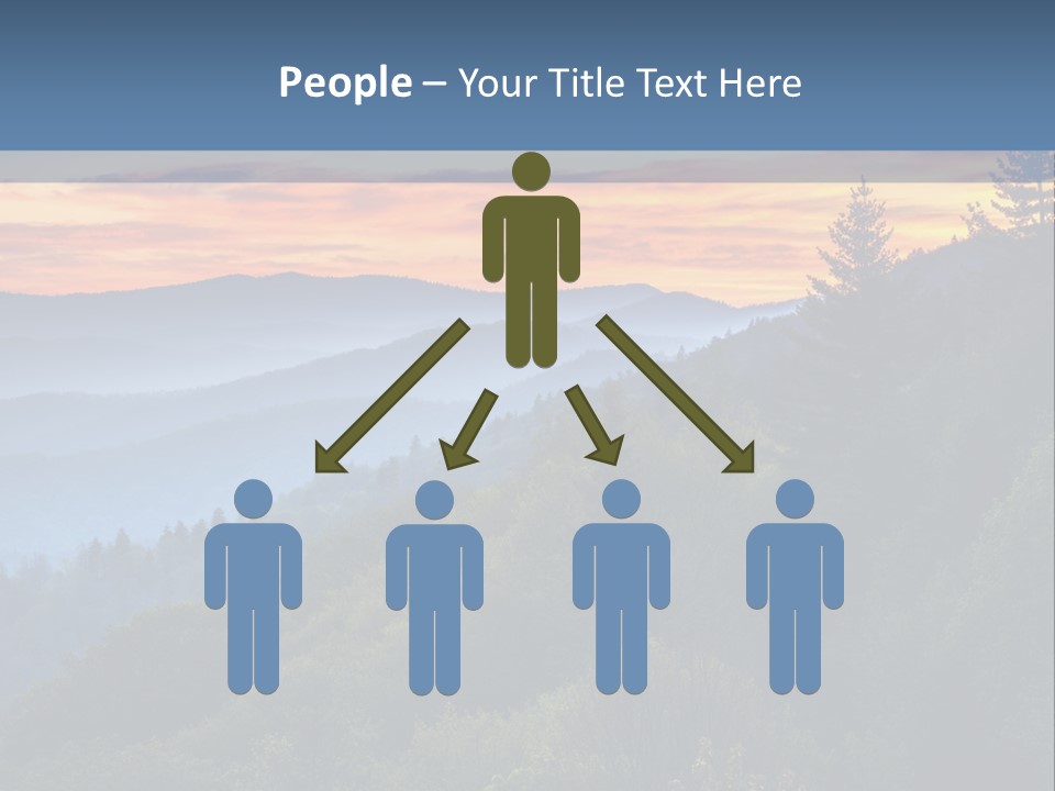 A Sunset Over A Mountain Range With Trees In The Foreground PowerPoint Template