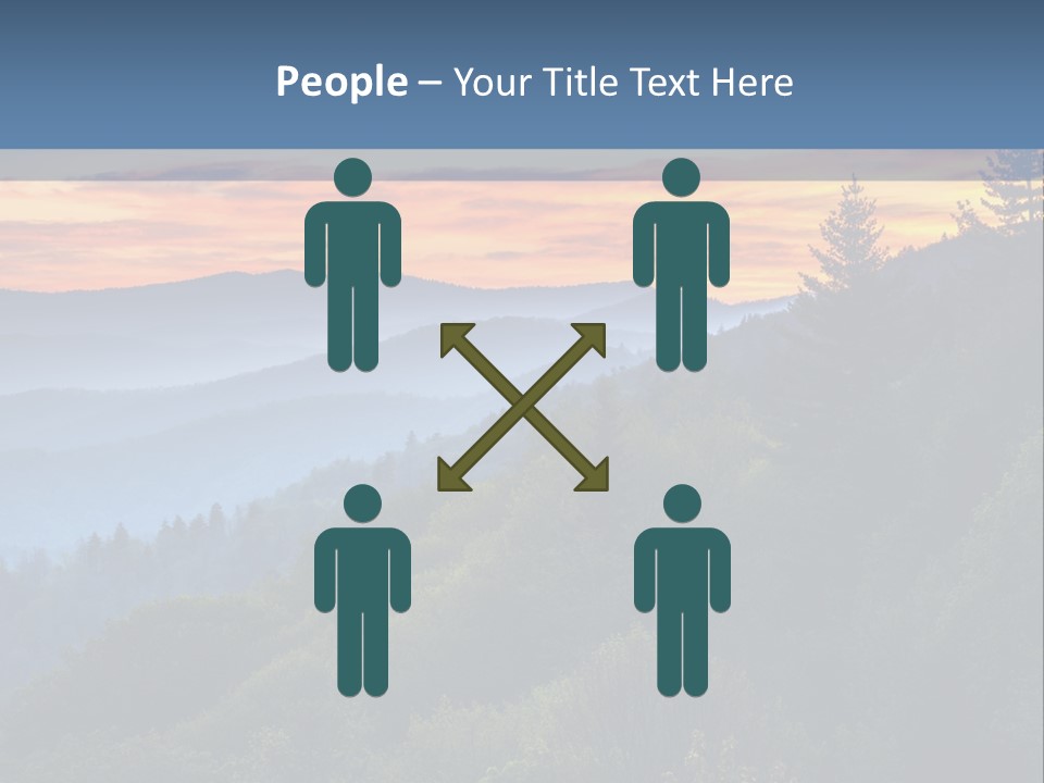 A Sunset Over A Mountain Range With Trees In The Foreground PowerPoint Template