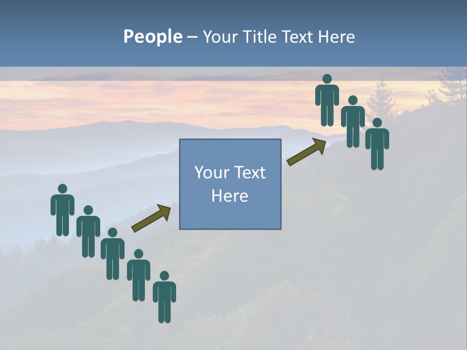 A Sunset Over A Mountain Range With Trees In The Foreground PowerPoint Template