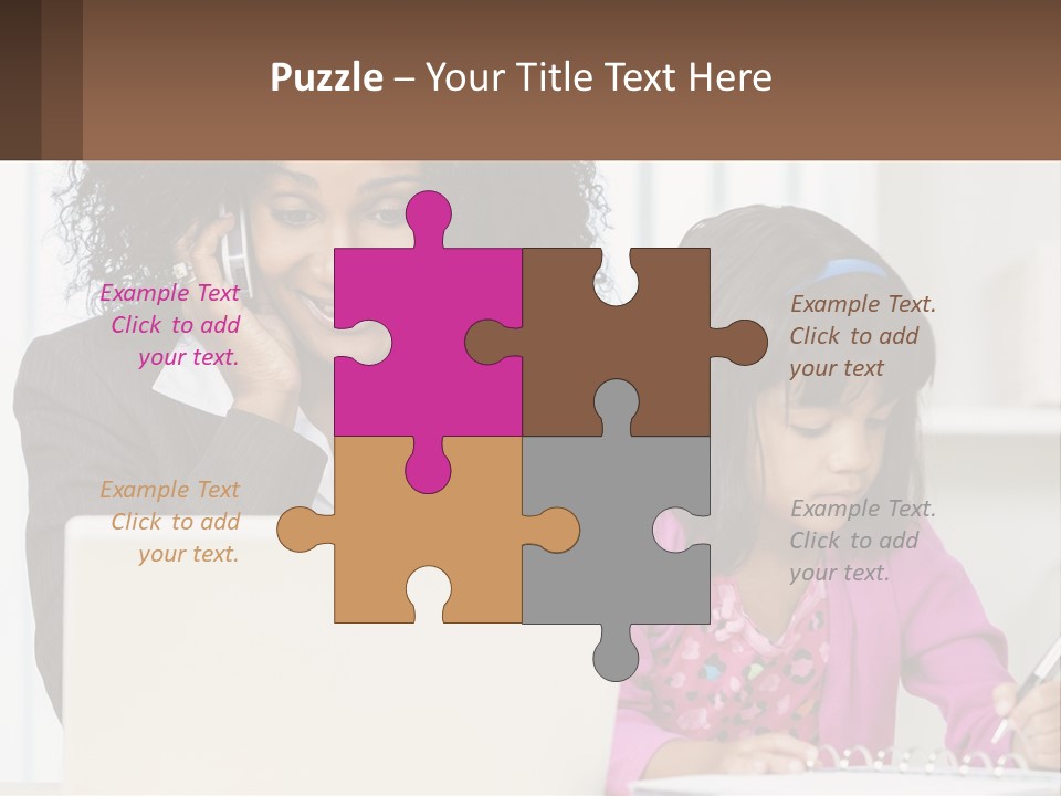 A Woman And A Little Girl Sitting At A Table In Front Of A Laptop Computer PowerPoint Template