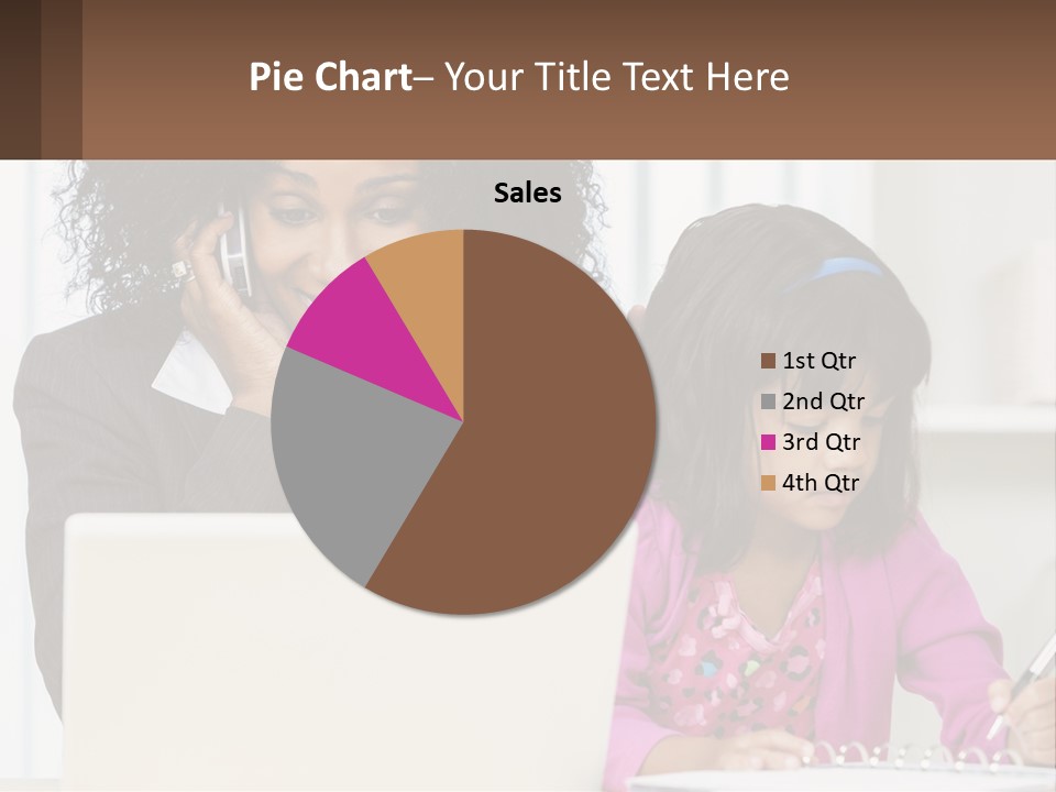 A Woman And A Little Girl Sitting At A Table In Front Of A Laptop Computer PowerPoint Template