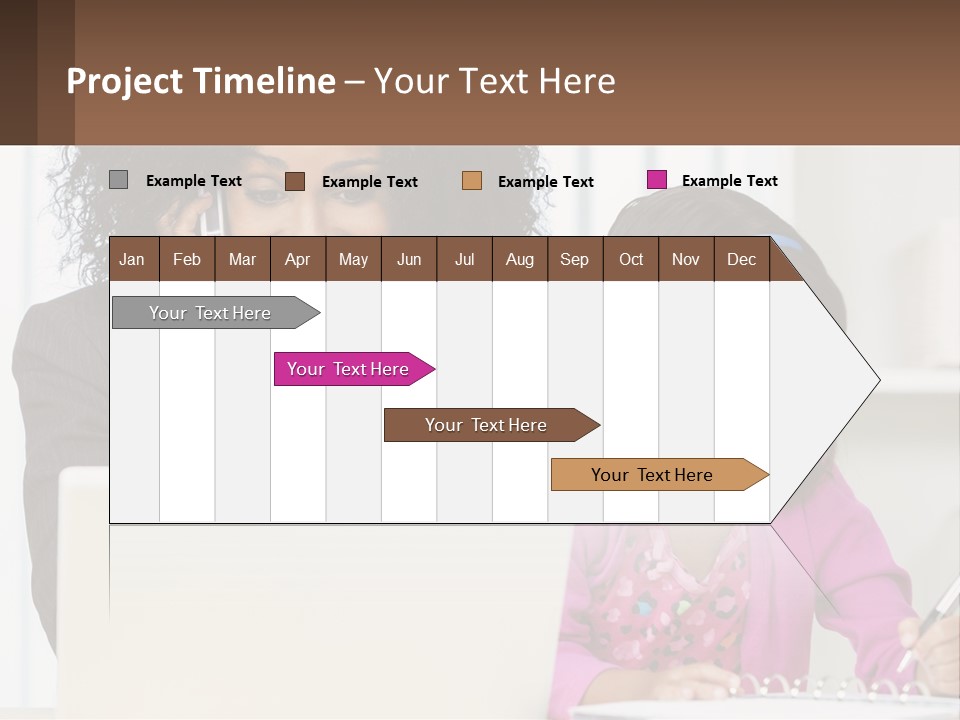 A Woman And A Little Girl Sitting At A Table In Front Of A Laptop Computer PowerPoint Template