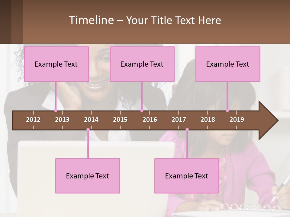 A Woman And A Little Girl Sitting At A Table In Front Of A Laptop Computer PowerPoint Template