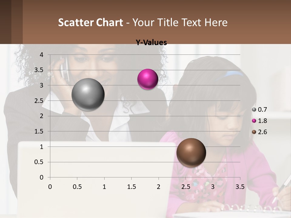 A Woman And A Little Girl Sitting At A Table In Front Of A Laptop Computer PowerPoint Template