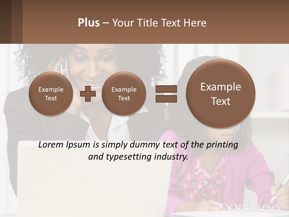 A Woman And A Little Girl Sitting At A Table In Front Of A Laptop Computer PowerPoint Template