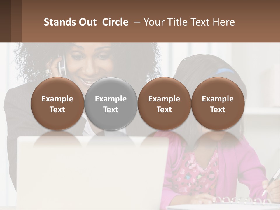 A Woman And A Little Girl Sitting At A Table In Front Of A Laptop Computer PowerPoint Template